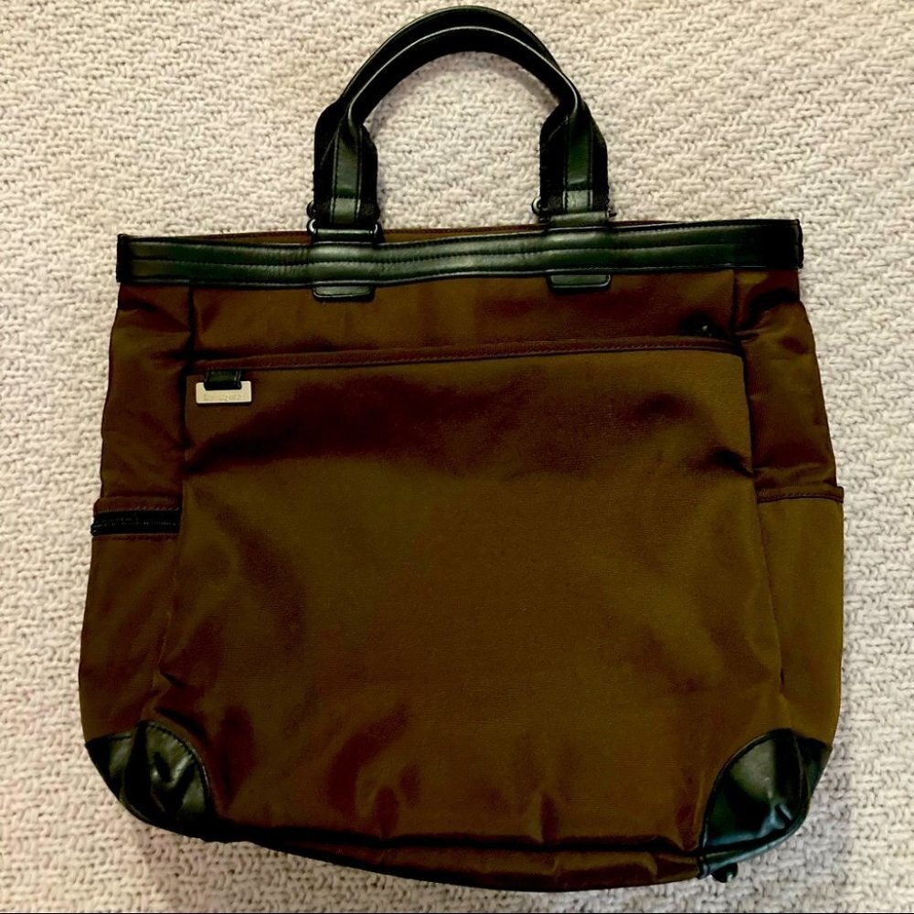 SAMSONITE Vertical Tote Brown w/ Orange lining Side Front Pockets
